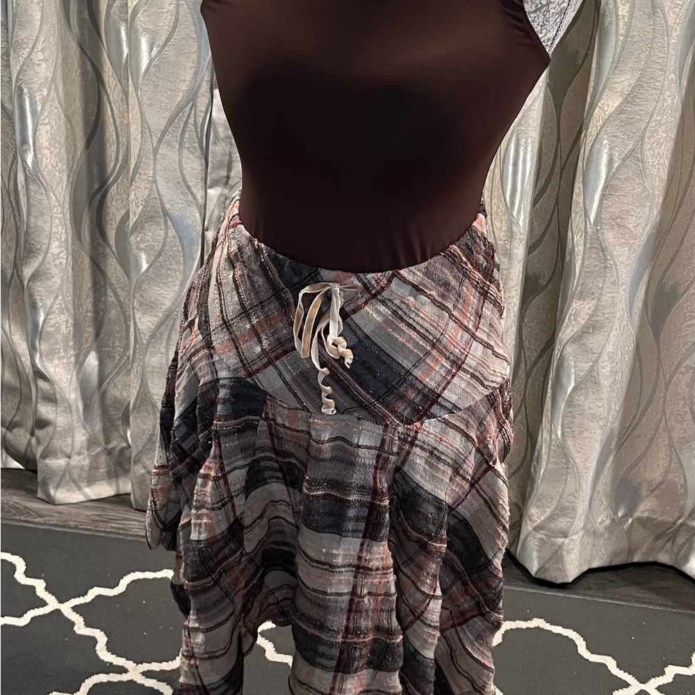 Asymmetric Brown Skirt